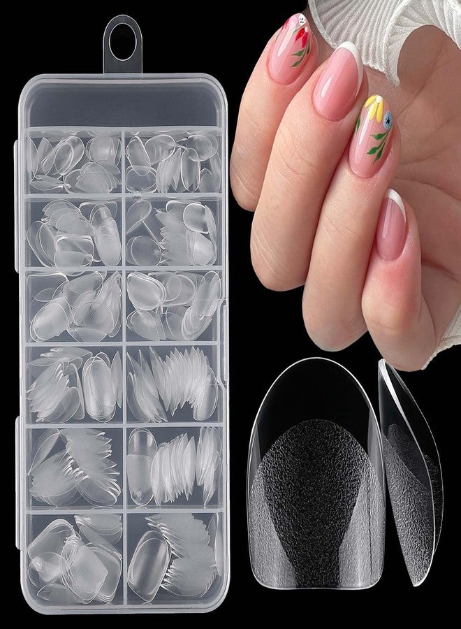 LuckForever 240pc Extra Short Oval Fake Nails Tips Clear Press on Nails Short Round Almond Nail Tip Full Cover Soft Gel Nail Tips False Nail XS Artificial Fingernails for Gel/Acrylic Nail Extension